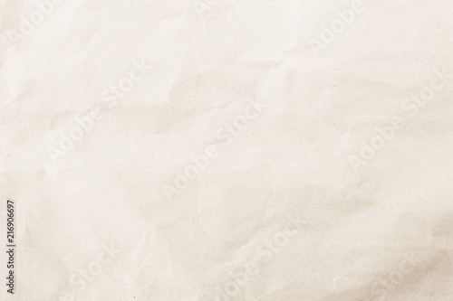 Natural recycled paper or paperwork closeup of wrinkle texture shiny work sheet. Have art light tone white adorn.