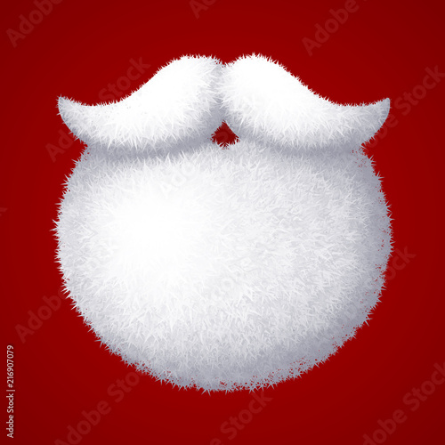 Realistic vector Santa Claus white beard isolated on red background