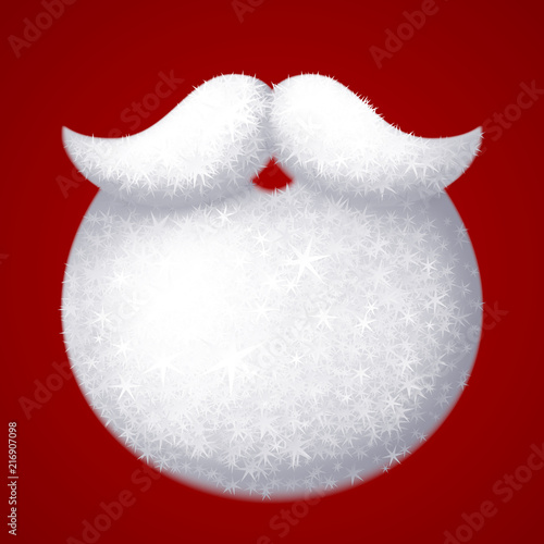 Realistic vector Santa Claus white beard isolated on red background