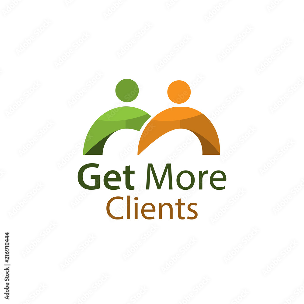 Get more clients with people sign. Flat vector illustration on white background Get more clients with people sign. Flat vector illustration on white background