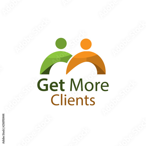 Get more clients with people sign. Flat vector illustration on white background