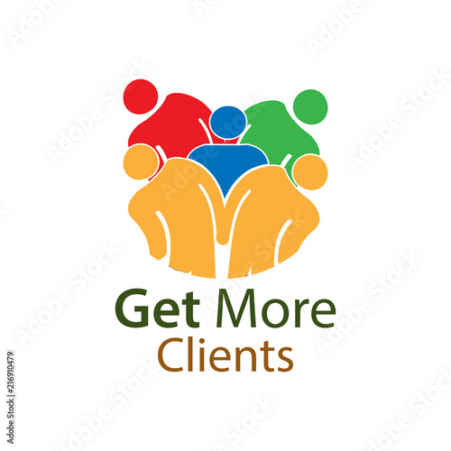 Get more clients with people sign. Flat vector illustration on white background