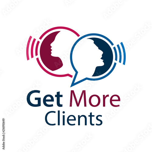 Get more clients with people sign. Flat vector illustration on white background