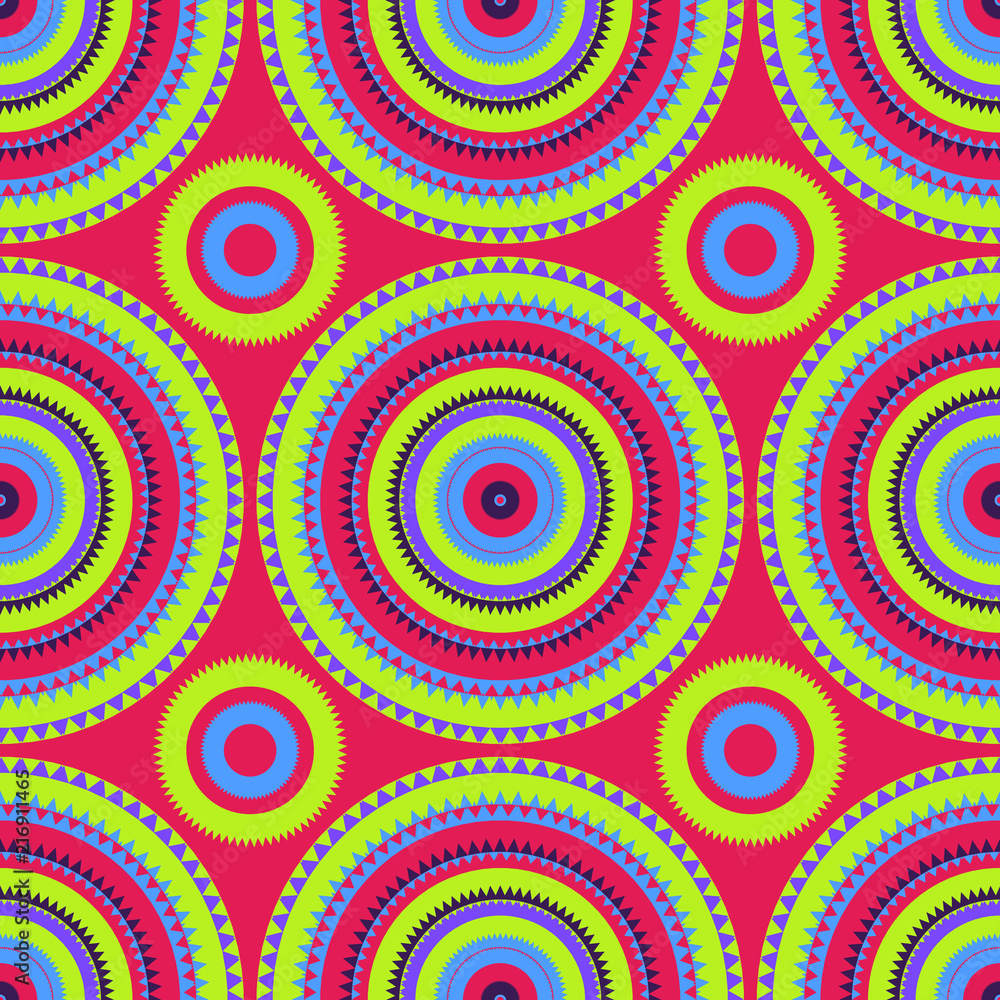 Vibrant circular large scale seamless pattern