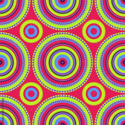 Vibrant circular large scale seamless pattern