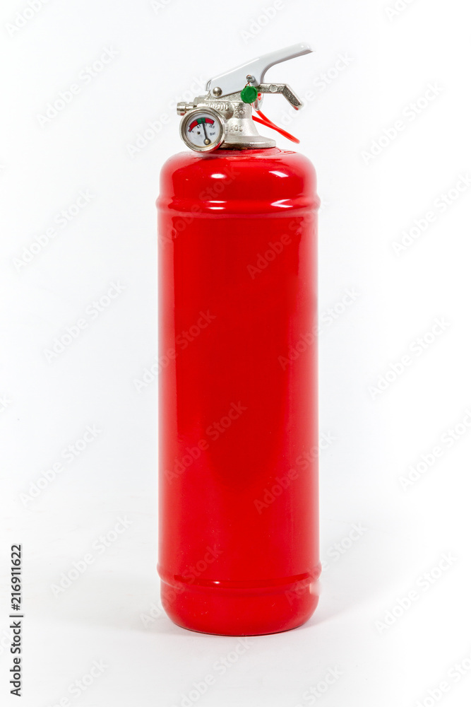 Obraz premium red Colored retro fire extinguisher isolated on white background