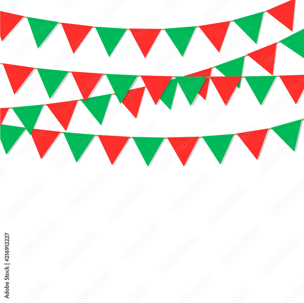 Fototapeta premium bunting flag red and green color
