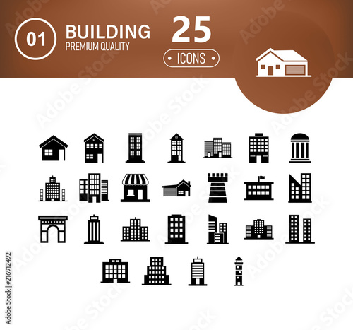 25 construction icon set design photo