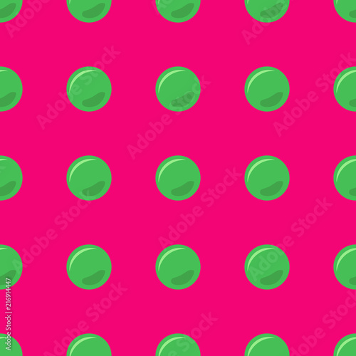 Green dot seamless pattern on pink background