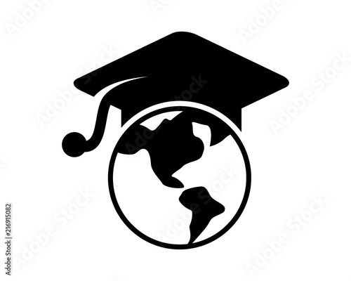 graduation earth academy scholar graduate university success image vector icon logo