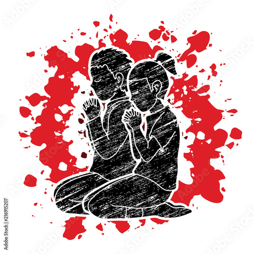 Little boy and girl, Prayer, Christian praying, Children praying , Thank you GOD graphic vector