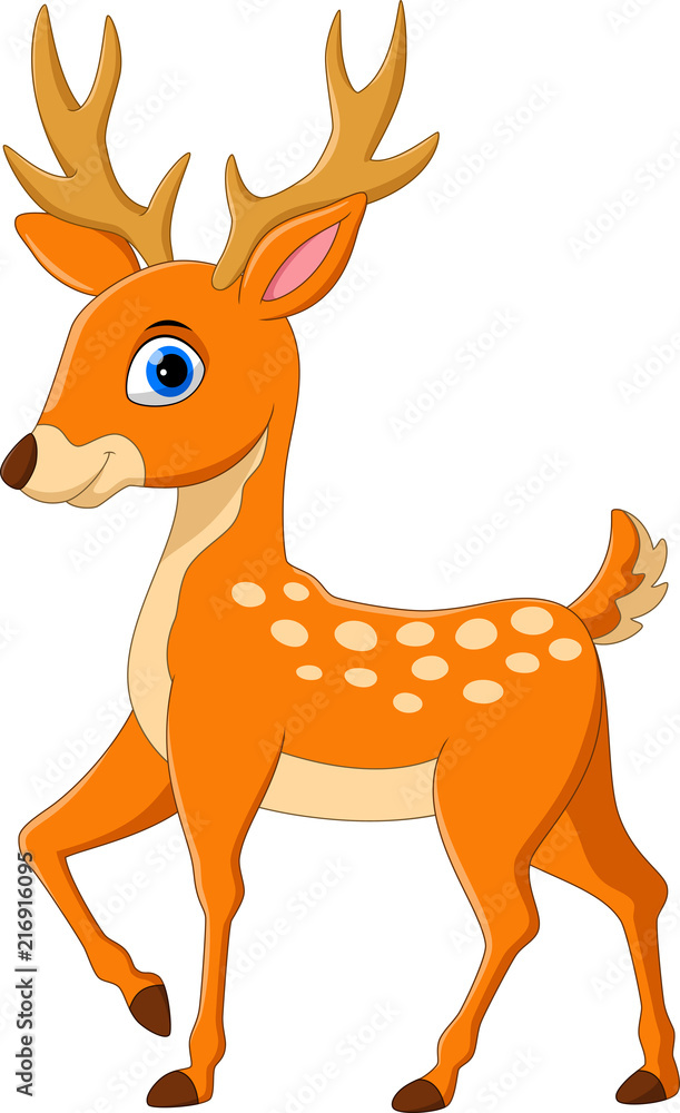 Naklejka premium Cartoon funny deer isolated on white background