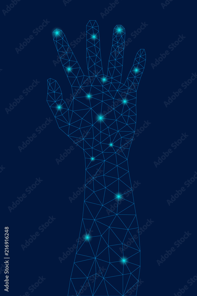 Naklejka premium man hand polygonal technology design style