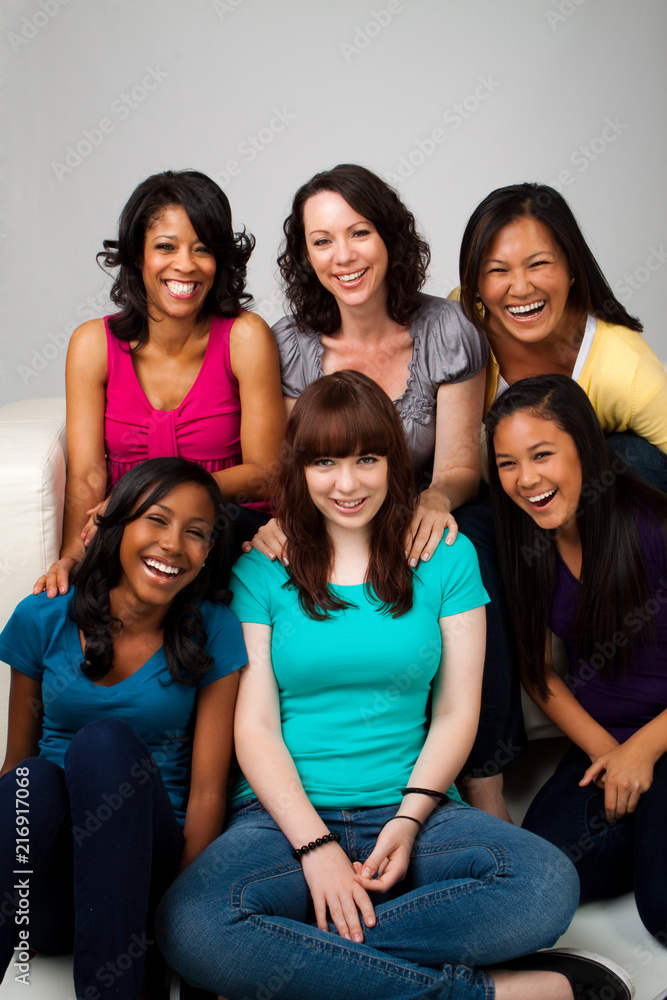 Fototapeta premium Diverse group of mothers and daughters.