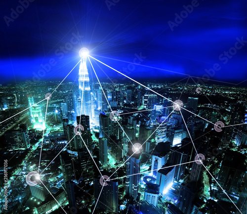 Smart city. Internet technology background. © wong yu liang