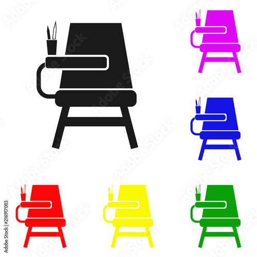 Elements of desk in multi colored icons. Premium quality graphic design icon. Simple icon for websites, web design, mobile app, info graphics