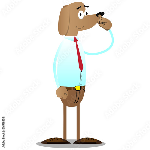 Cartoon vector illustrated business dog with symphaty.
