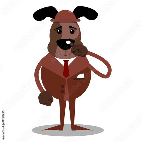 Cartoon vector illustrated business dog with symphaty.