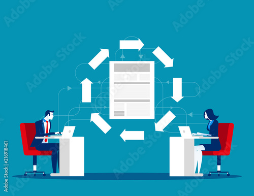 File transfer technology. Business team and data exchange between. Concept business office vector illustration.