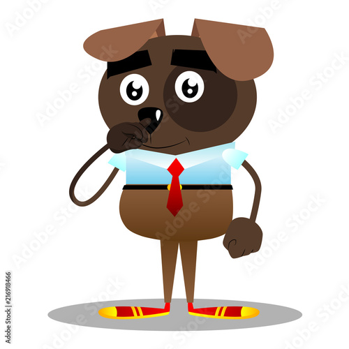 Cartoon vector illustrated business dog with symphaty.