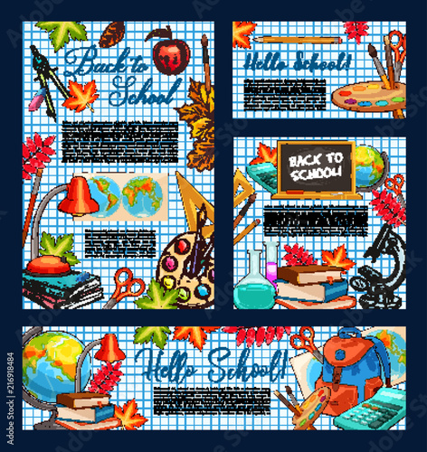 Back to School vector education sketch posters