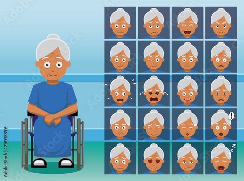 Hospital Black Patient Cartoon Character Emotion faces