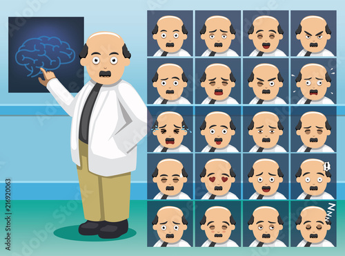 Hospital Neurologist Cartoon Character Emotion faces