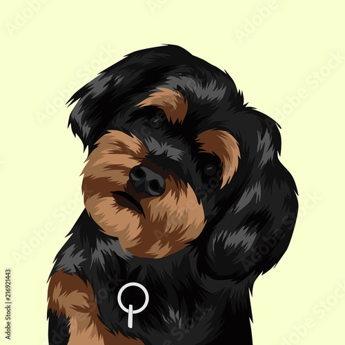 Dog head black and brown vector illustration
