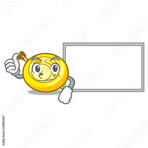 Thumbs up with board CD player character cartoon photo