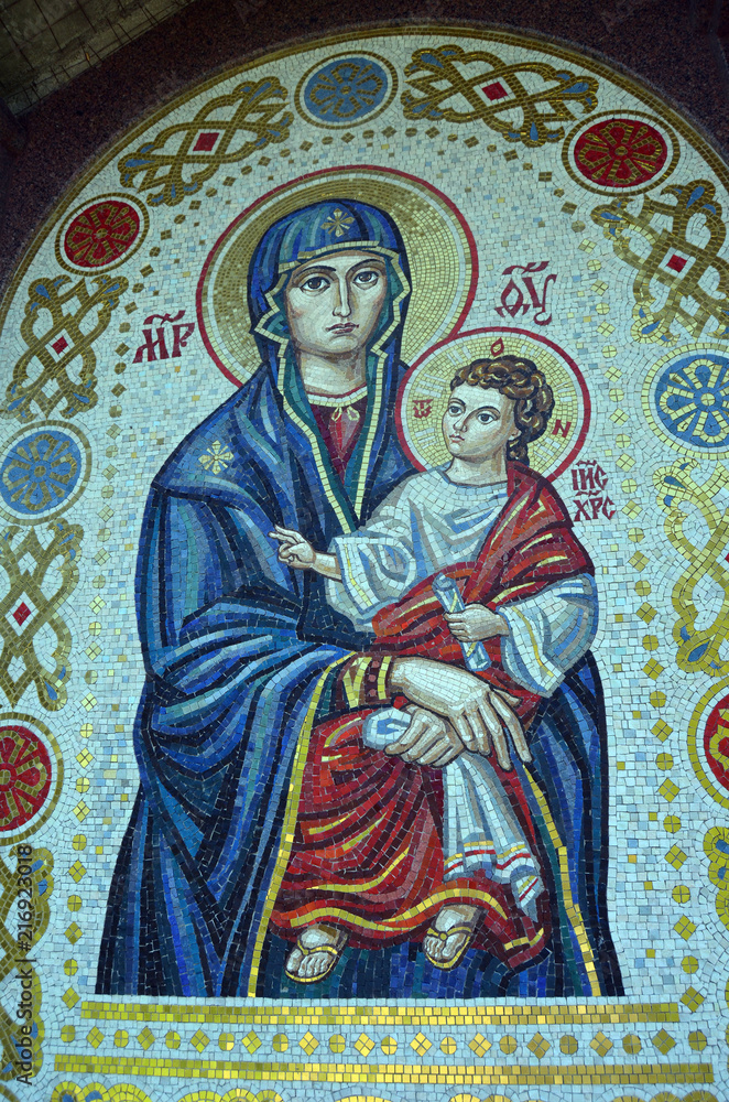 Fresco mosaic.Christian male monastery. .Tomashevka,Kiev region