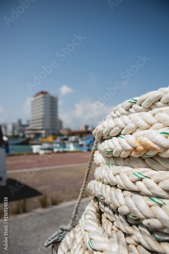 Thick Rope Next To Shore