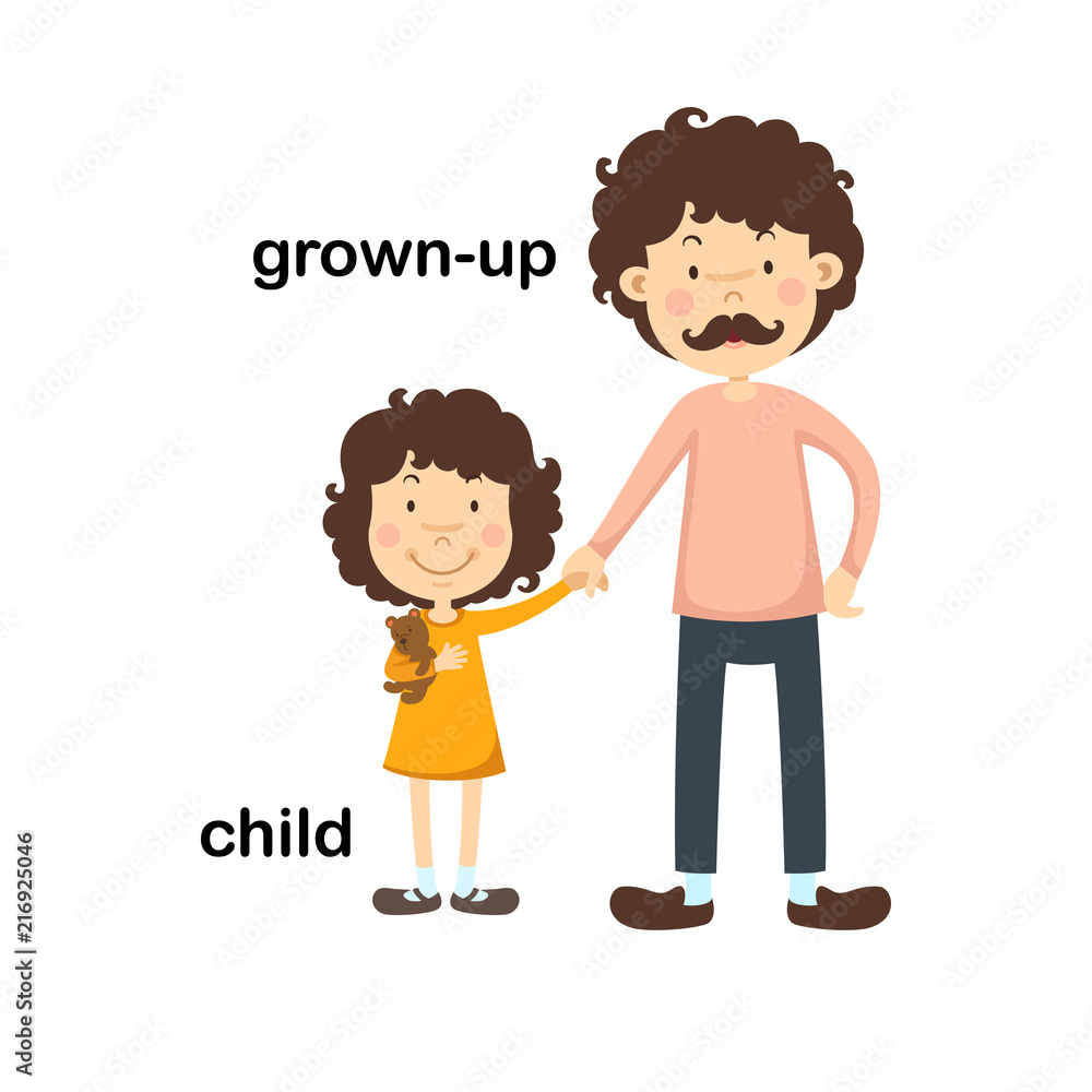 Opposite grown up and child vector illustration Opposite grown up and child vector illustration