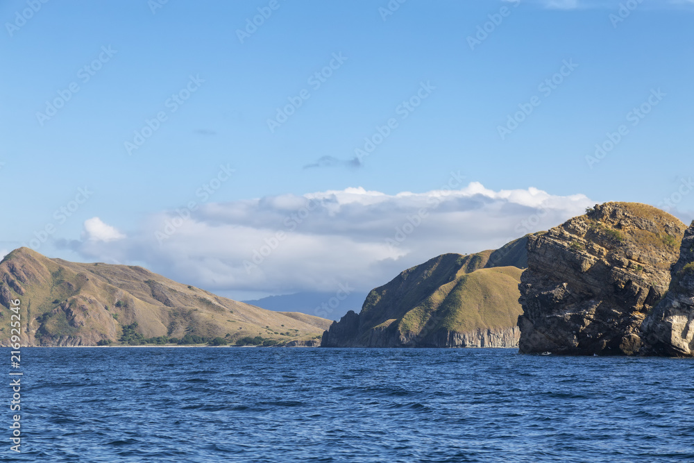 Different geological formations on Pulau Padar island in the Komodo National Park.