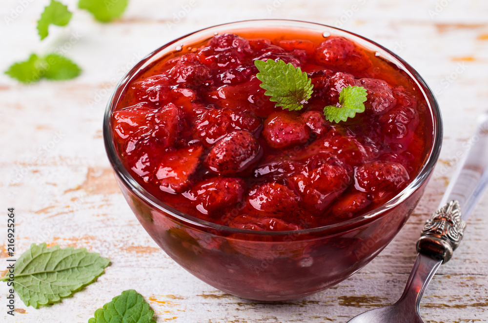 Sliced red strawberries