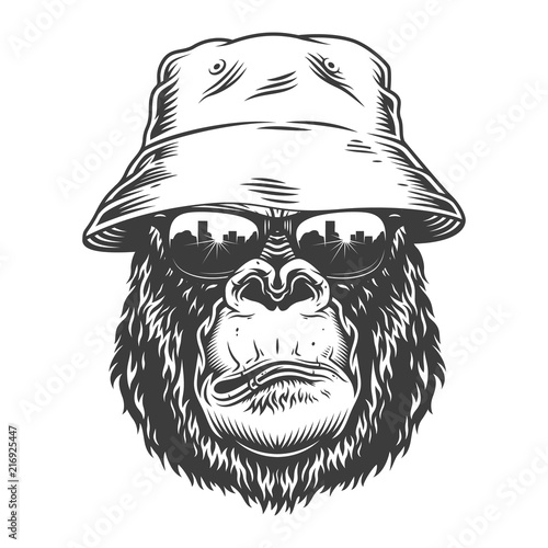 Serious gorilla in monochrome style