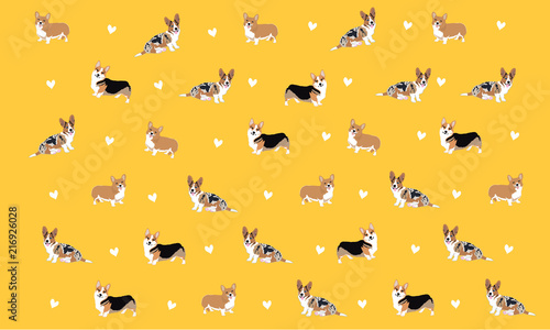 Cute Welsh Corgi Dogs Cartoon Vector
