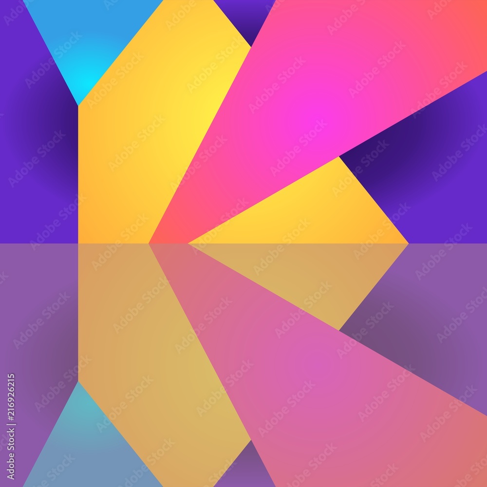 Beautiful banner with geometric pattern reflected in the mirror. Square vector illustration. Beautiful banner with geometric pattern reflected in the mirror. Square vector illustration.