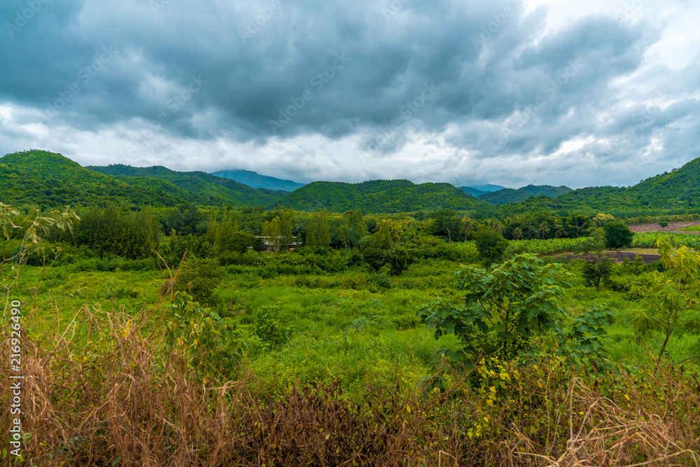 high mountains peaks range clouds in fog scenery landscape national park view outdoor  at Chiang Rai, Chiang Mai Province, Thailand