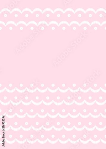Pink and white scalloped la...