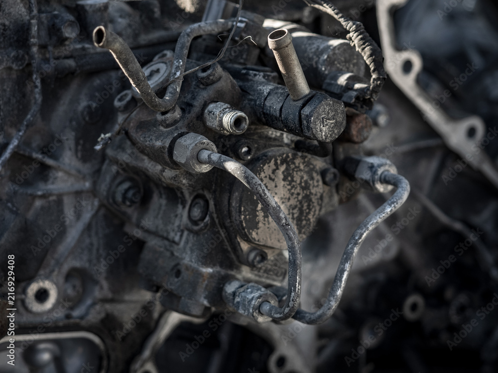 Fototapeta premium engine closeup parts, valves, bolts