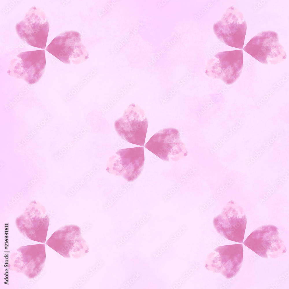 The pattern of the floor tiles is a pattern of four flowers on the ground pink color tone.