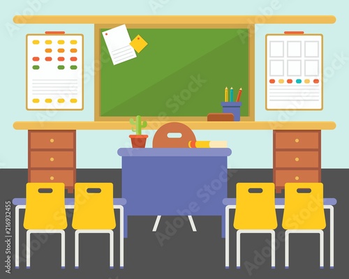 empty classroom or study room interior background  flat design