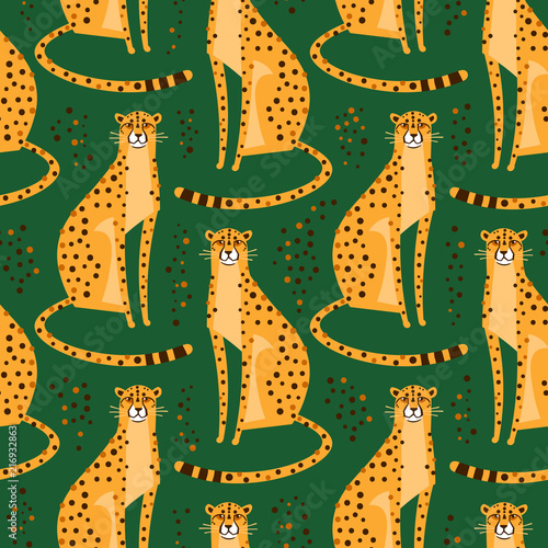 Photography Seamless pattern with cheetahs, leopards