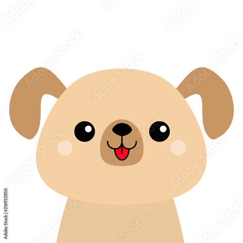 Cartoon dog happy head face silhouette. Cute pooch character. Kawaii animal. Funny baby puppy. Love Greeting card Flat design White background Isolated