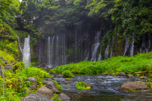 Shiraito waterfall in the southwestern foothills of Mount Fuji, Shizuoka, Japan