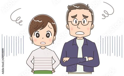 心配しているアラフォー男女のイラスト