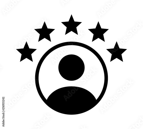 Customer experience or 5 star satisfaction rating flat vector icon for review apps and websites