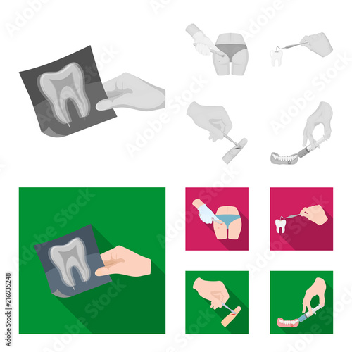 Tooth, X-ray, instrument, dentist and other web icon in monochrome,flat style.surgeon, abscess, scalpel icons in set collection.