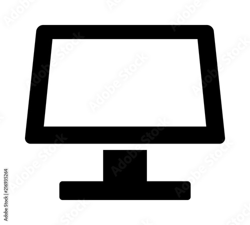 Self service desktop kiosk with touch screen flat vector icon for apps and websites