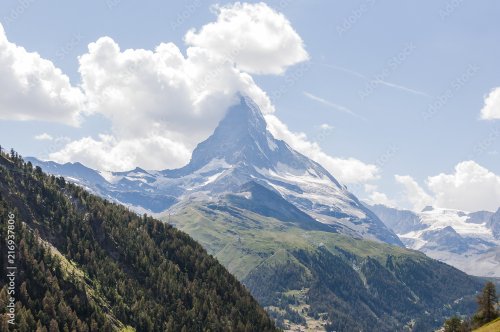 Zermatt, Wallis, Matterhorn, Alpen, Walliser Berge, Furi, Zmutt, Zmuttgletscher, Furggsattel, Trockener Steg, Bergbahn, Bergsteiger, Wanderweg, Sommer, Schweiz